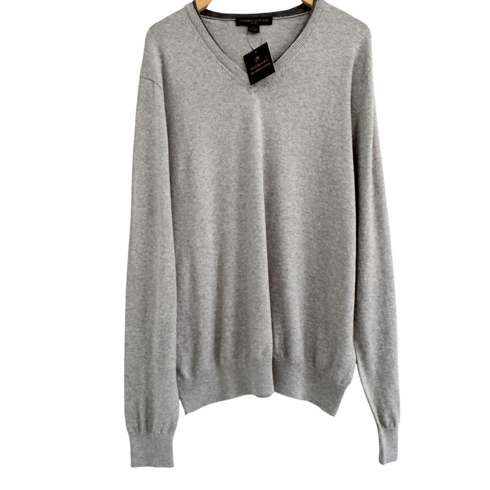 Stewart of Scotland V Neck Sweater Gray NWT Medium
